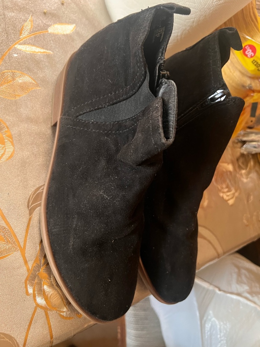 Classic Black Suede Ankle Booties with Side Zip